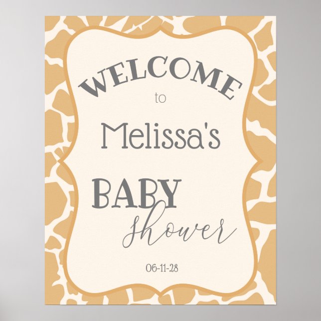 Tan Baby Boy Giraffe Baby Shower Poster (Vorne)