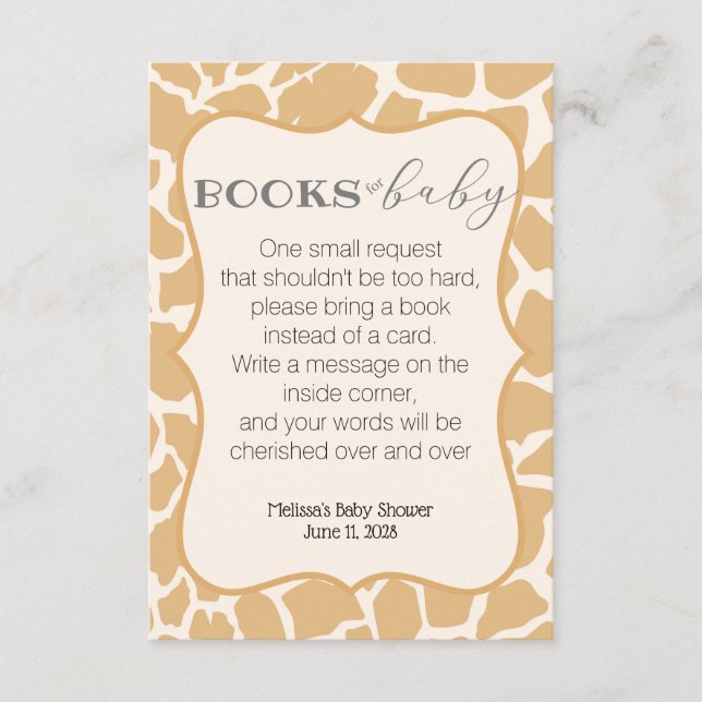 Tan Baby Boy Giraffe Books for Baby Begleitkarte (Vorderseite)