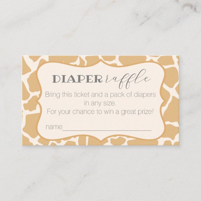 Tan Baby Boy Giraffe Diaper Raffle Begleitkarte (Vorderseite)