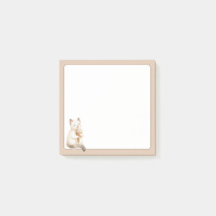 Tan Background Niedliche Katze mit Eiscremekone Post-it Klebezettel