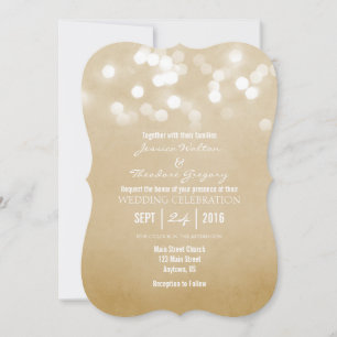 Tan Beige Bokeh Glitzer Lights Hochzeit Einladung