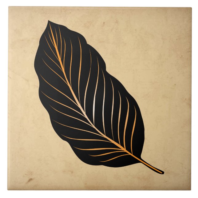 Tan Beige Brown Gold Foil Leaf Fliese (Vorderseite)