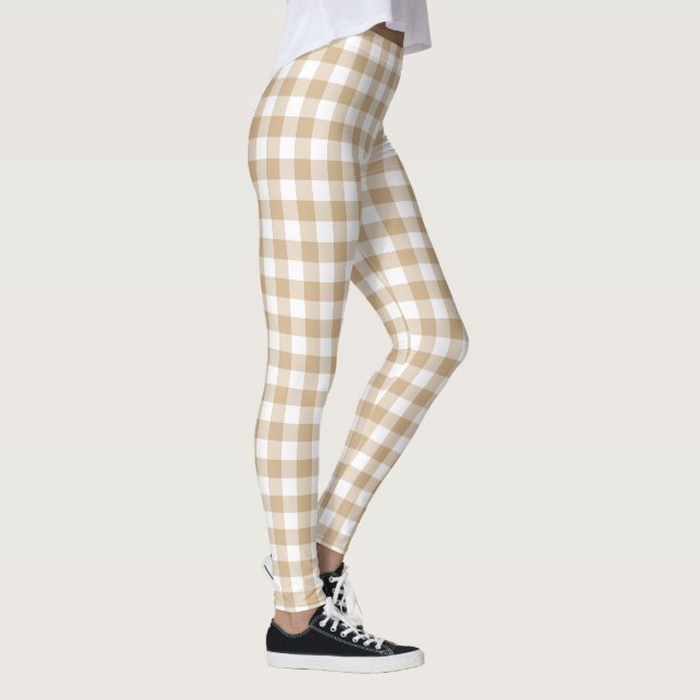 Tan Beige Plaid Gingham Leggings (Rechts)