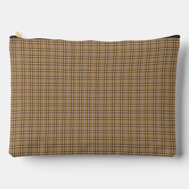 Tan Beige Plaid Retro Color Zubehörtasche (Vorderseite)
