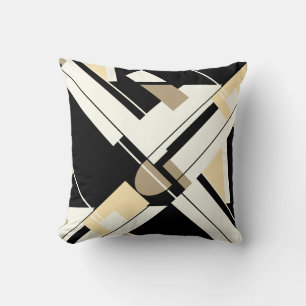 Tan Black Cream White Geometric Crisscross Design Kissen