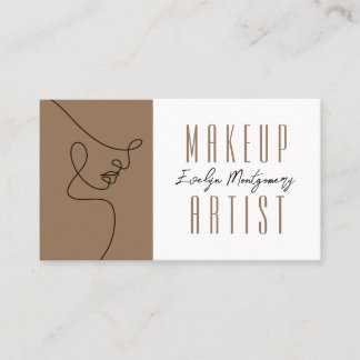 Tan Black QR Code Script Makeup Business Card Visitenkarte