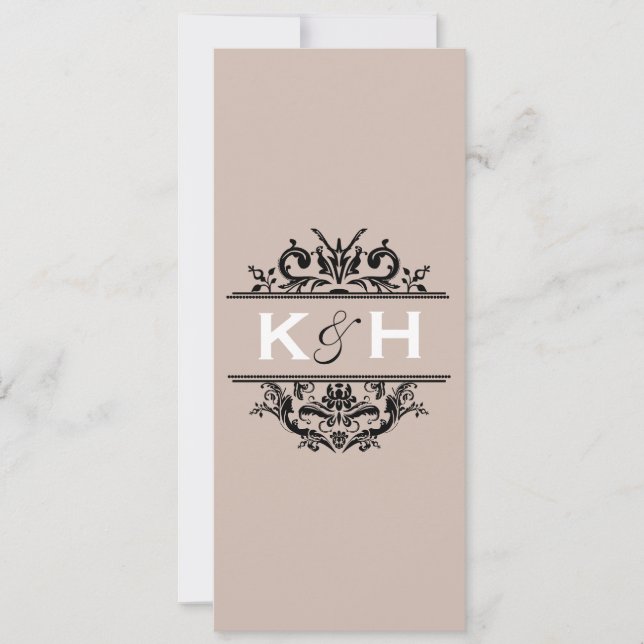 Tan & Black Skinny Wappen Einladung (Vorderseite)