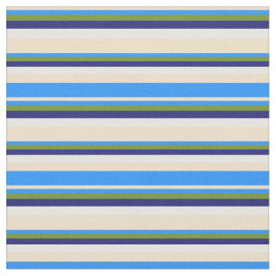 Tan, Blau, Grün, Midnight Blue und Weiß Stoff