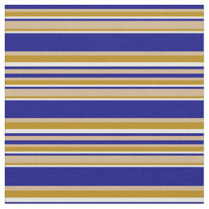 Tan, Blau, Minzcreme und dunkles Goldenrod-Muster Stoff