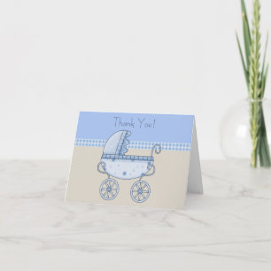 Tan Blue Carriage Baby Boy Vielen Dank Karten