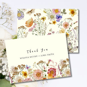 Tan Boho Wildblume Wedding Dankeschön Card Einladung