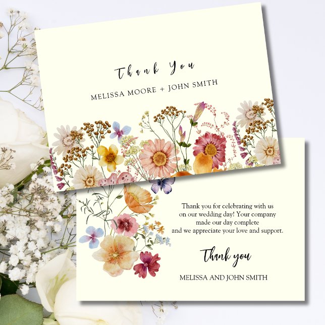 Tan Boho Wildblume Wedding Dankeschön Card Einladung (Von Creator hochgeladen)