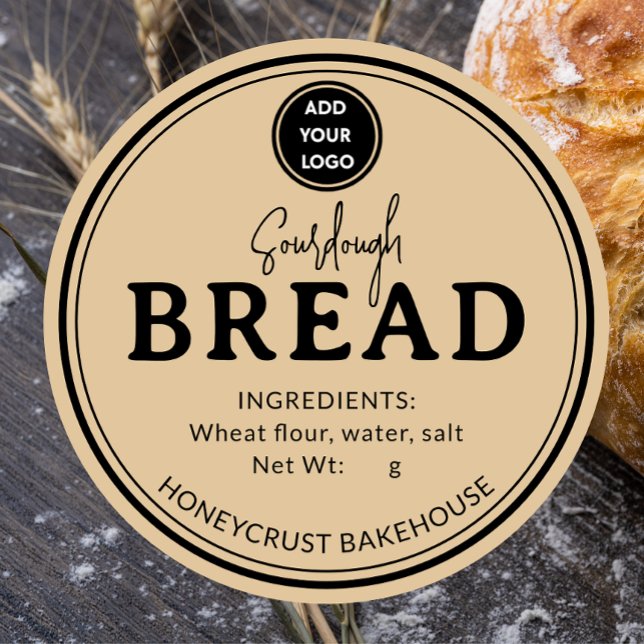 Tan Brown Bakery Sourdough Bread Label Sticker (Von Creator hochgeladen)