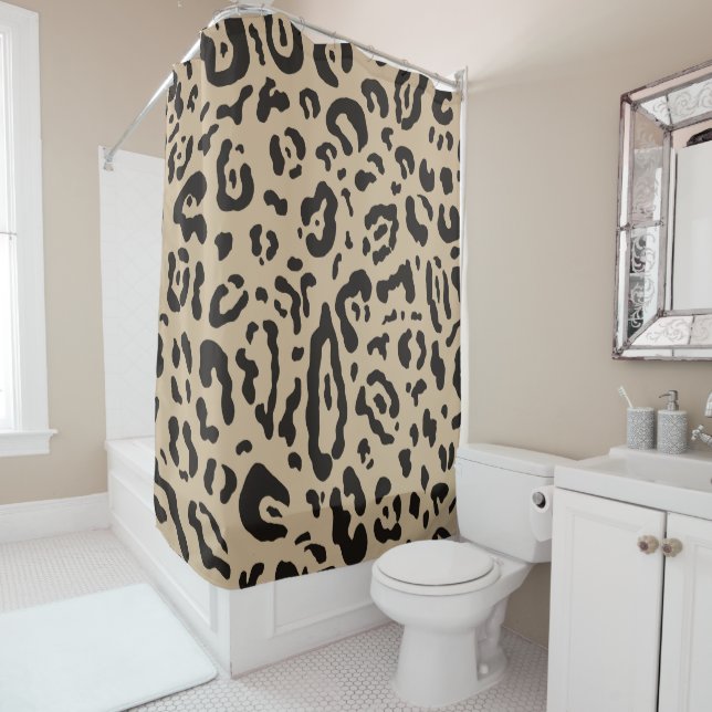 Tan Brown & Black Cheetah Leopard Animal Print Duschvorhang (Beispiel)