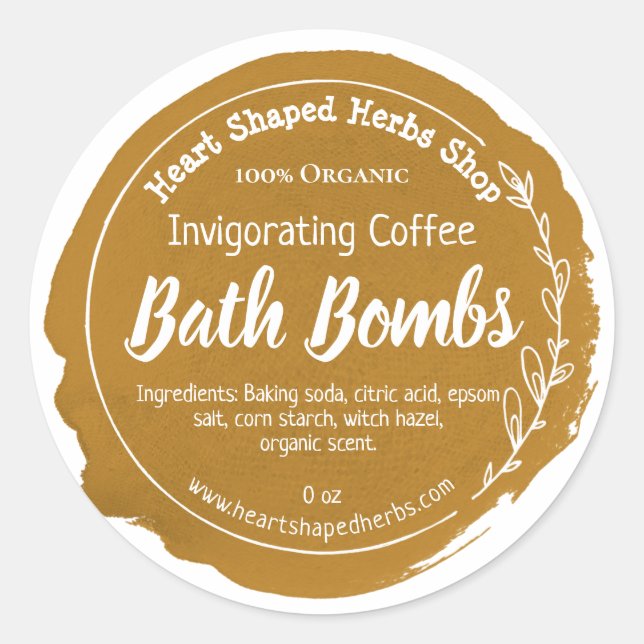 Tan Brown Coffee Watercolor Bath Bombe Runder Aufkleber (Vorderseite)