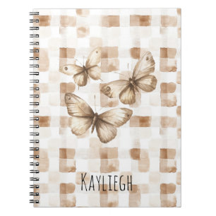 Tan Brown Cream Butterflies Notizblock