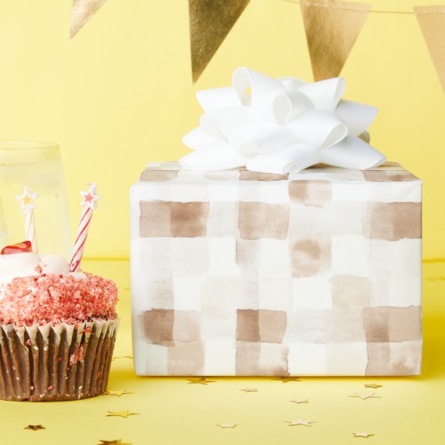 Tan Brown Cream Stripes Geschenkpapier (Geburtstagsparty)