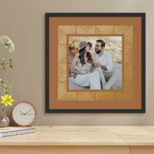 Tan Brown Herringbone Custom Foto Fox Art Printing Foliendrucke