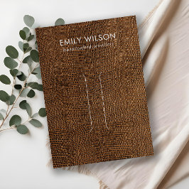 TAN BROWN LEDERTEXTURE-HAARKLIP-DISPLAY-KARTE VISITENKARTE