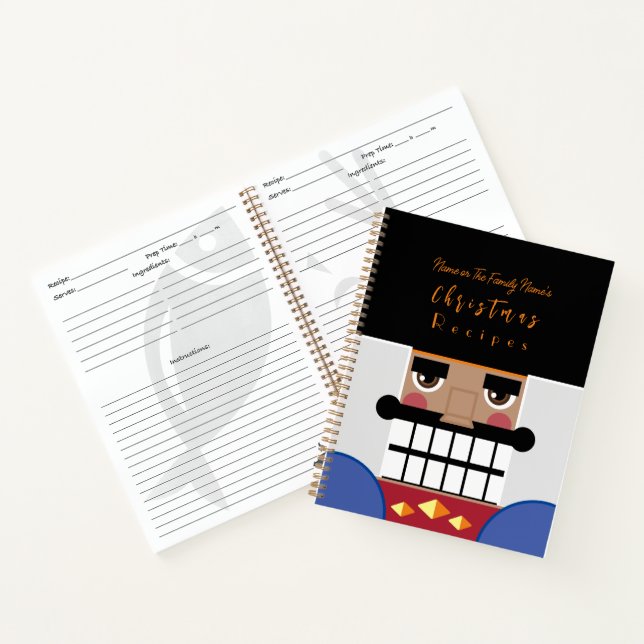 Tan Brown Nutcracker Weihnachtsrezepte Kochbuch Notizbuch (Innenseite)
