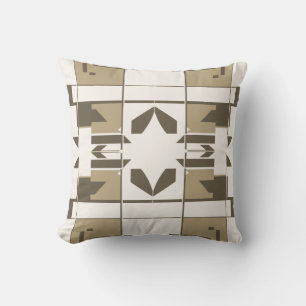 Tan Brown Off-White Mediterranean Checkerboard Kissen