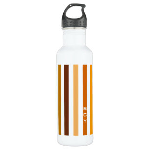 Tan Brown Orange Vertikal Stripes Monogramm Edelstahlflasche