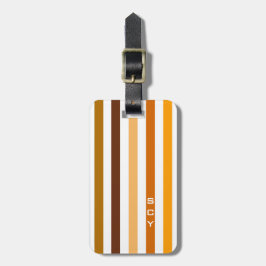 Tan Brown Orange Vertikal Stripes Monogramm Gepäckanhänger