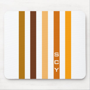 Tan Brown Orange Vertikal Stripes Monogramm Mousepad