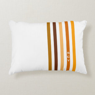 Tan Brown Orange Vertikal Stripes Monogramm Zierkissen