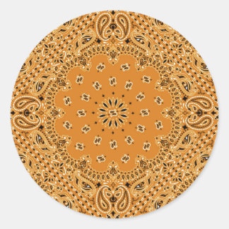 Tan Brown Paisley Western Bandana Scarf Print Runder Aufkleber
