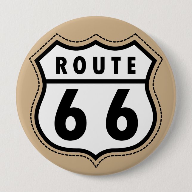Tan Brown Route 66 Straßenschild Button (Vorderseite)