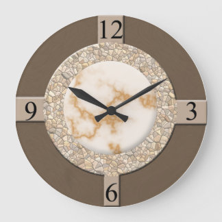 Tan/Brown/Stone Große Wanduhr