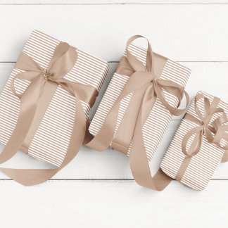 Tan Brown und White Thin Striping Geschenkpapier