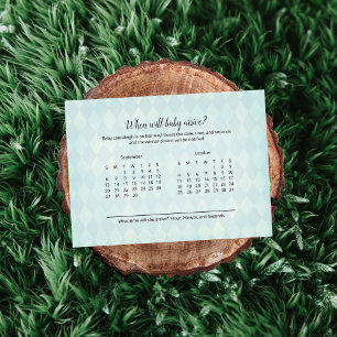 Tan Bunny Aqua Baby Ankunft Vorhersagespiel Begleitkarte