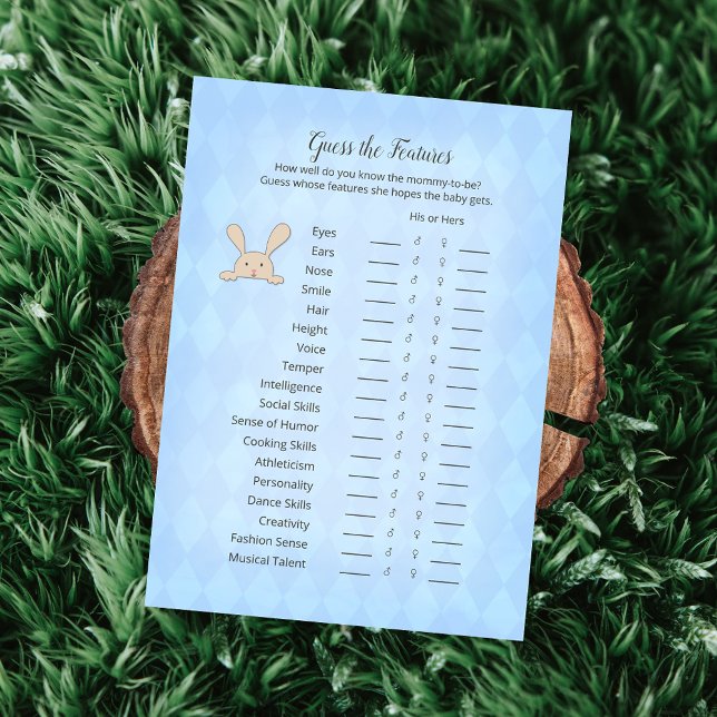 Tan Bunny Blue Raute schätzt die Features Spiel Einladung (Von Creator hochgeladen)