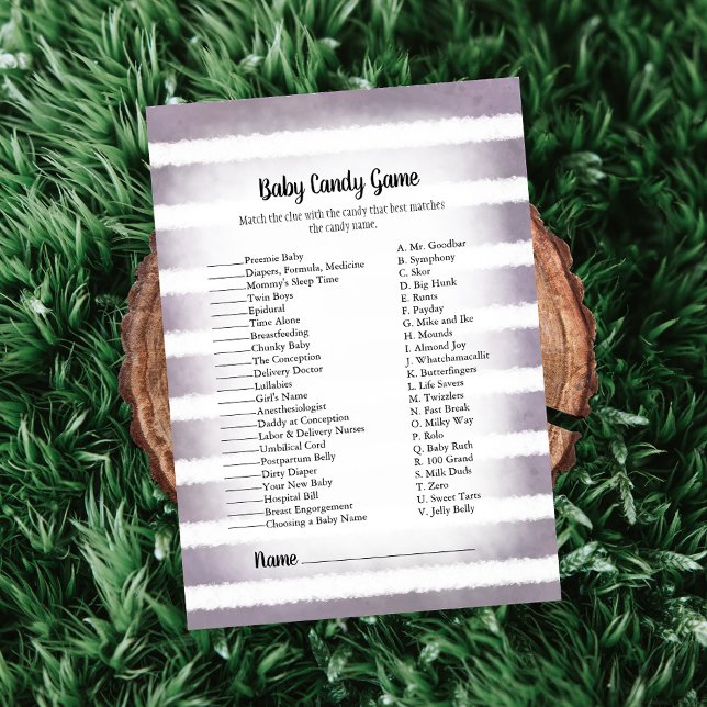 Tan Bunny Lila Baby Candy Baby Shooting Game Einladung (Von Creator hochgeladen)