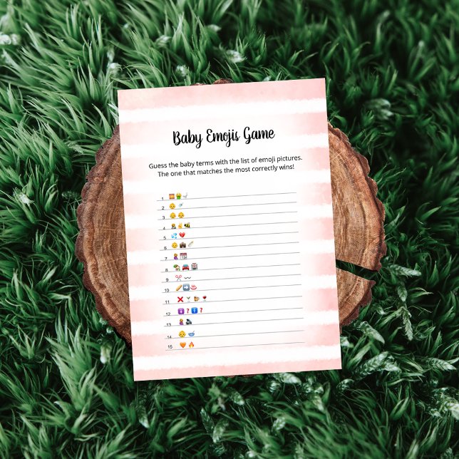 Tan Bunny Pink Baby Emoji Picture Game Card Einladung (Von Creator hochgeladen)