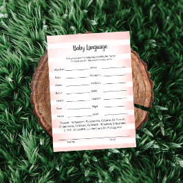 Tan Bunny Pink Baby Language Game Card Einladung