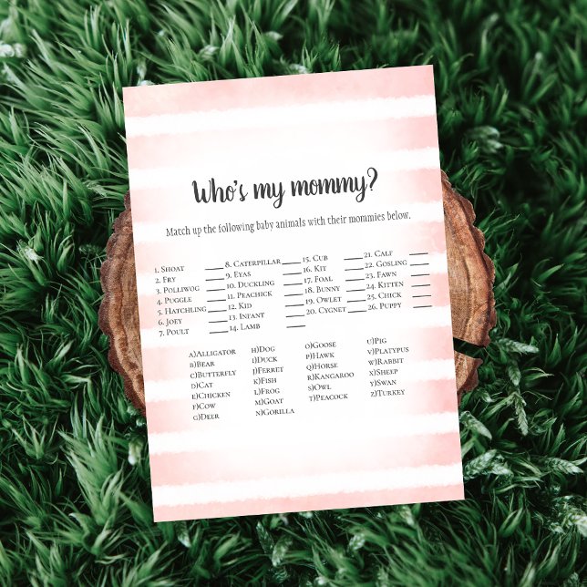 Tan Bunny Pink Wer ist mein Mama Baby Shower Game Einladung (Von Creator hochgeladen)