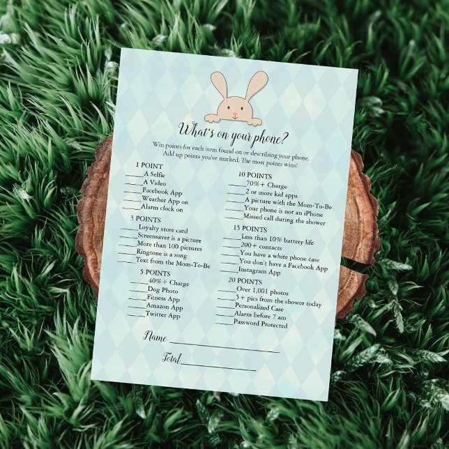 Tan Bunny Rabbit Aqua Was ist auf deinem Handyspie Einladung (Von Creator hochgeladen)