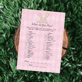 Tan Bunny Rabbit Pink Was ist in deinem Handspiel Einladung