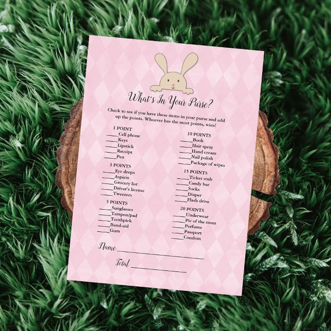 Tan Bunny Rabbit Pink Was ist in deinem Handspiel Einladung (Von Creator hochgeladen)