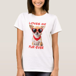 Tan Chihuahua Red Heart Heart Shaped Sonnenbrille T-Shirt