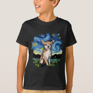 Tan Chihuahua Starry Night Impressionist Dog Art b T-Shirt