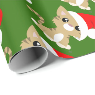 Tan Christmas Kitty Wrapping Paper Geschenkpapier