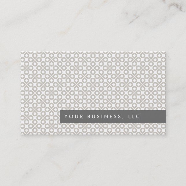 Tan Clover Pattern/Graue Bar Business Card Design Visitenkarte (Vorderseite)