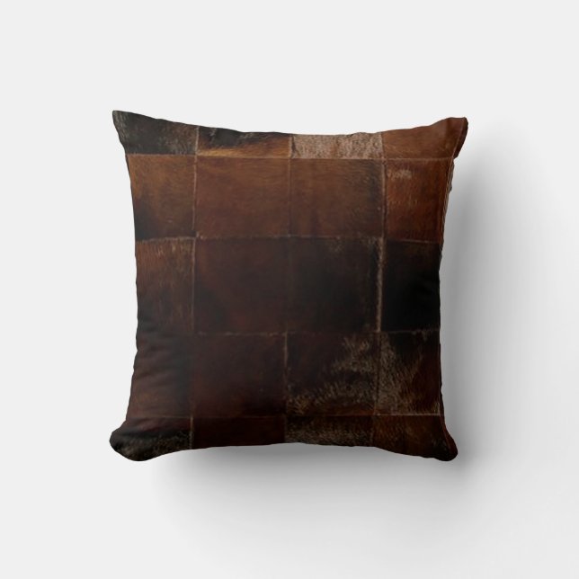Tan Cowhide Druckkissen Kissen (Vorderseite)