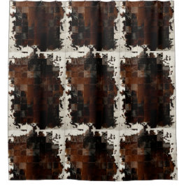 Tan Cowhide Patchwork Print Duschvorhang