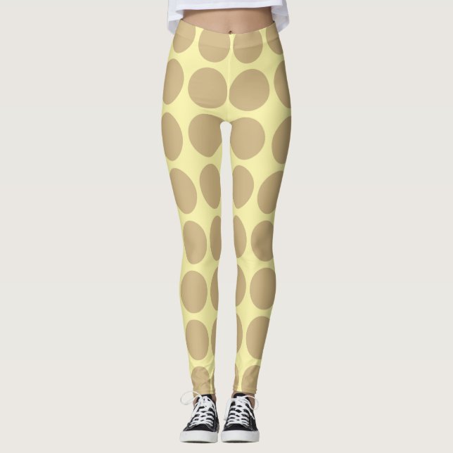 Tan Cream Neutral Dots Leggings (Vorderseite)