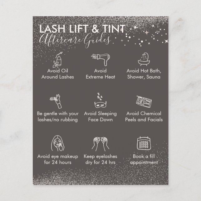 Tan Cream Sparkle Lash Lift Tint Nachsorgebudget Flyer (Hinten)
